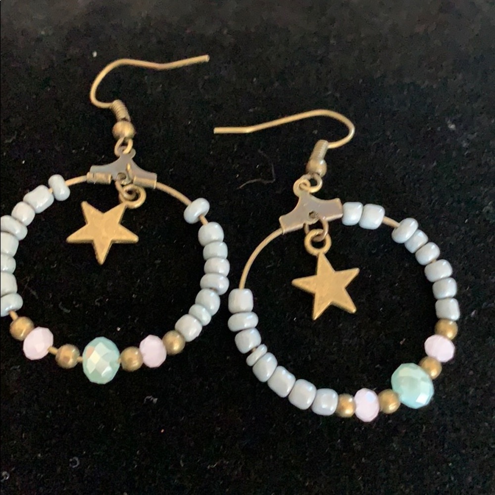 Star Beaded Hoop Earrings